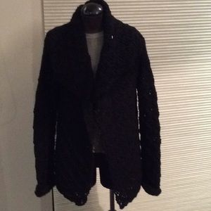 Black wool shawl cardigan